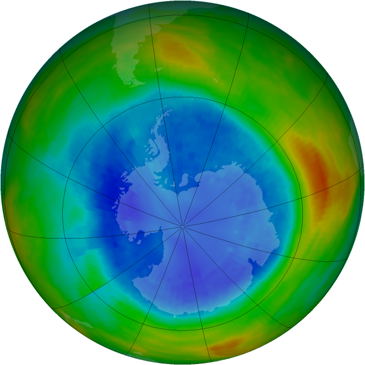 Antarctic ozone map for 06 September 1989